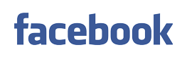 Facebook logo in blue text on a transparent background.