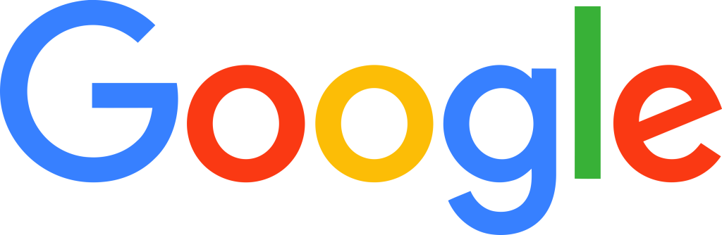 Google logo with letters in blue, red, yellow, and green colors.