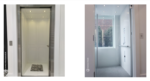 Two images of modern home elevators